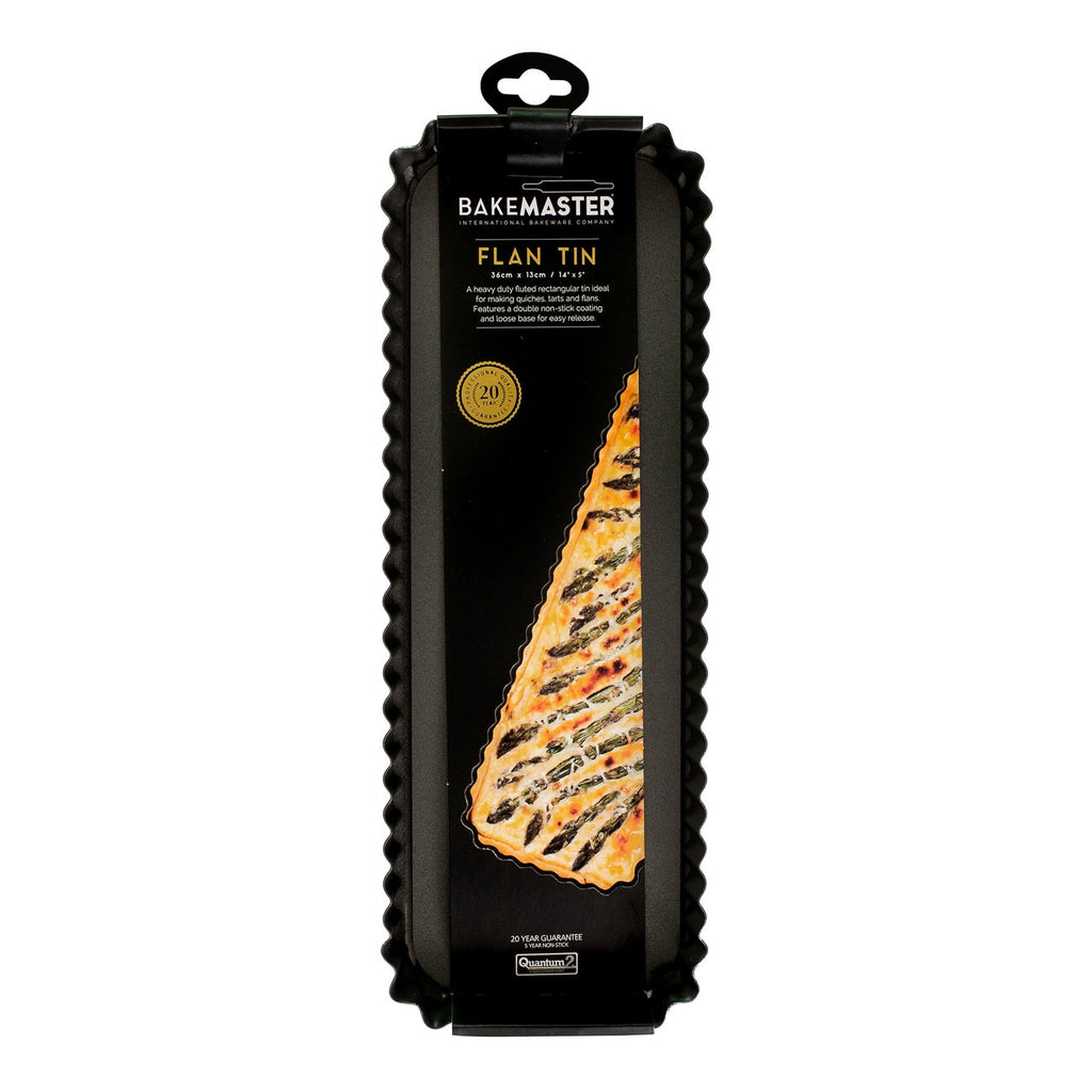 Bakemaster Loose Base Fluted Rectangular Flan/Quiche Pan, 36 X 13 X 3.5Cm - Non-Stick image 2