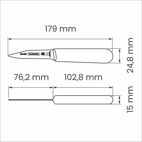 Tramontina Professional Master Black Paring Knife Tappered 3", 8cm image 2