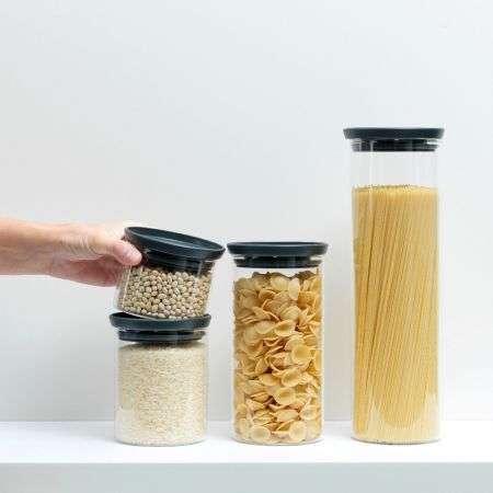 Brabantia Stackable Jar 0.3 Litre, Glass - Dark Grey image 2