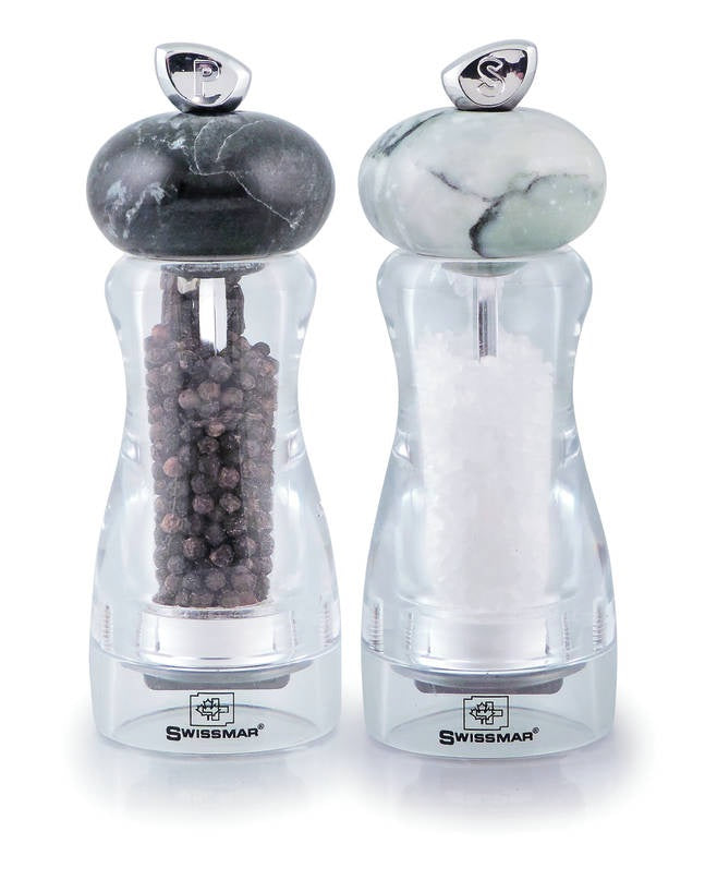 SWISSMAR ANDREA SALT AND PEPPER GRINDER SET WITH GRANITE TOP 15CM image 0
