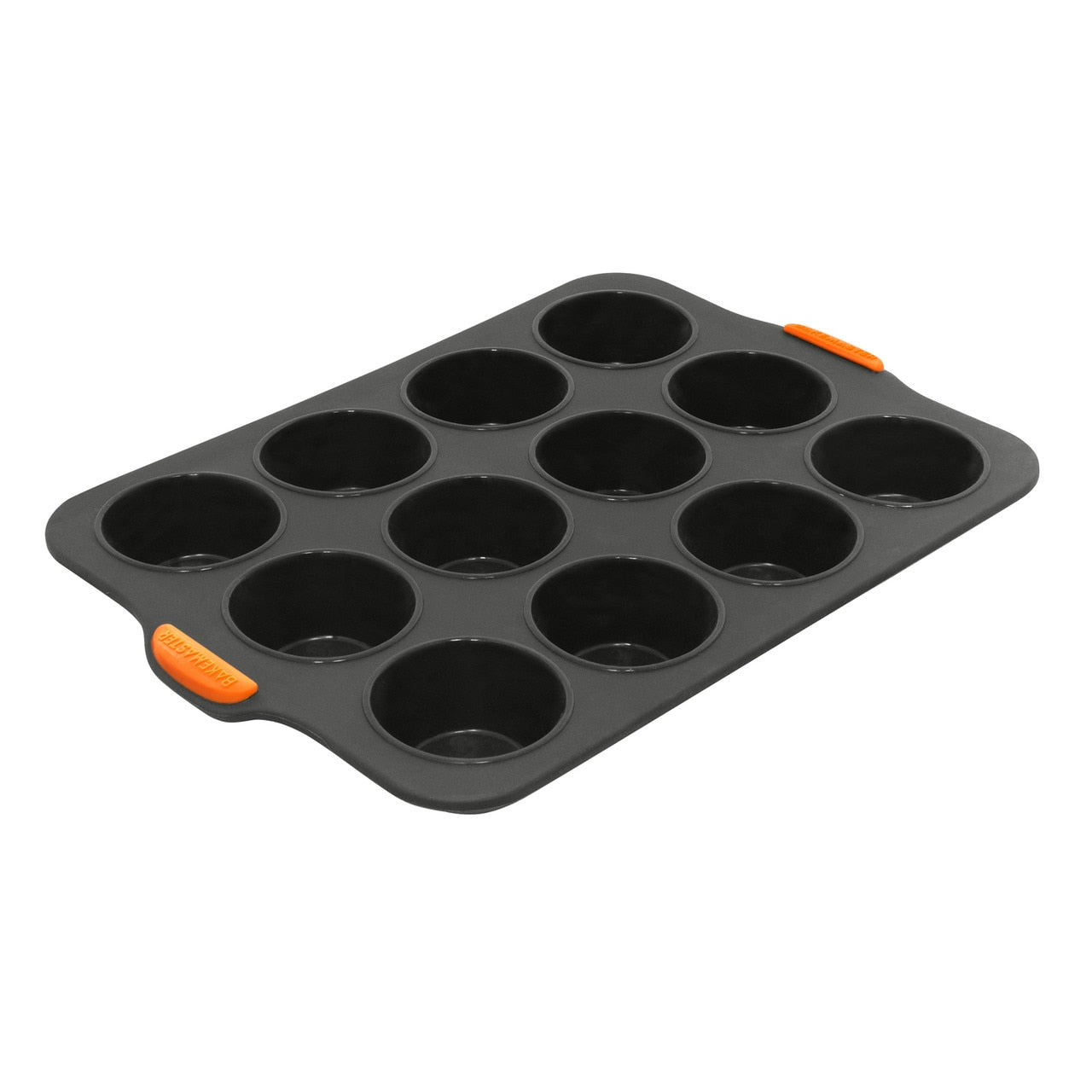 Bakemaster Silicone 12 Cup Muffin Pan, 35.5 X 24.5Cm (6.5 X 3.5Cm) - Grey image 0