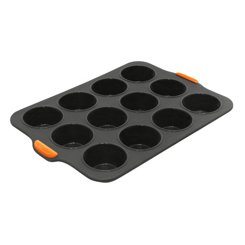 Bakemaster Silicone 12 Cup Muffin Pan, 35.5 X 24.5Cm (6.5 X 3.5Cm) - Grey image 0