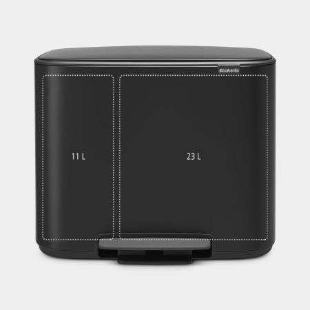 Brabantia Bo Pedal Bin 11 + 23 Litre - Matt Black image 1
