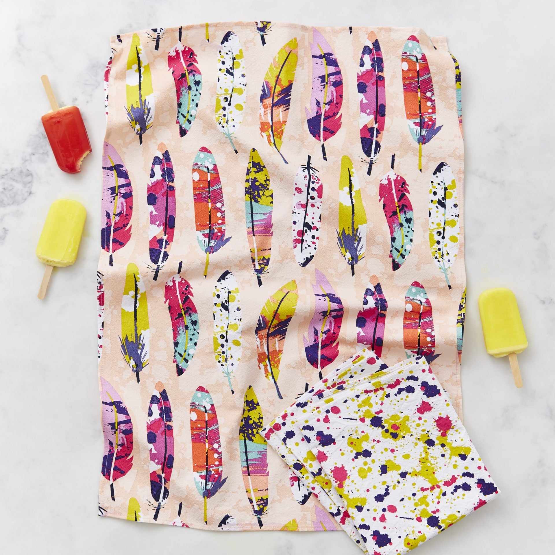Ulster Weavers Cotton Tea Towel Pk2 Abstract Feather & Splat image 0