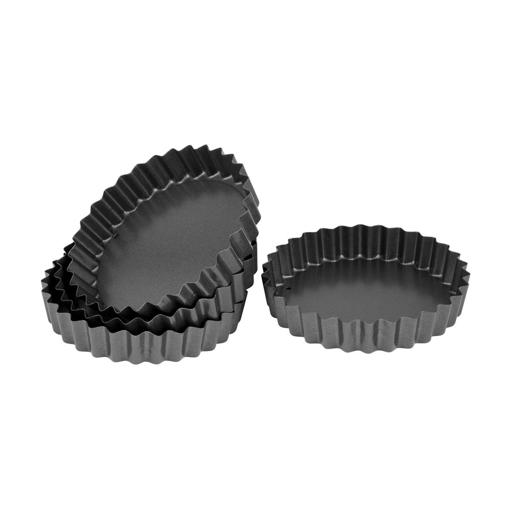 Bakemaster Loose Base Quiche Pan Set of 4 12 x 2cm - Non-stick image 0