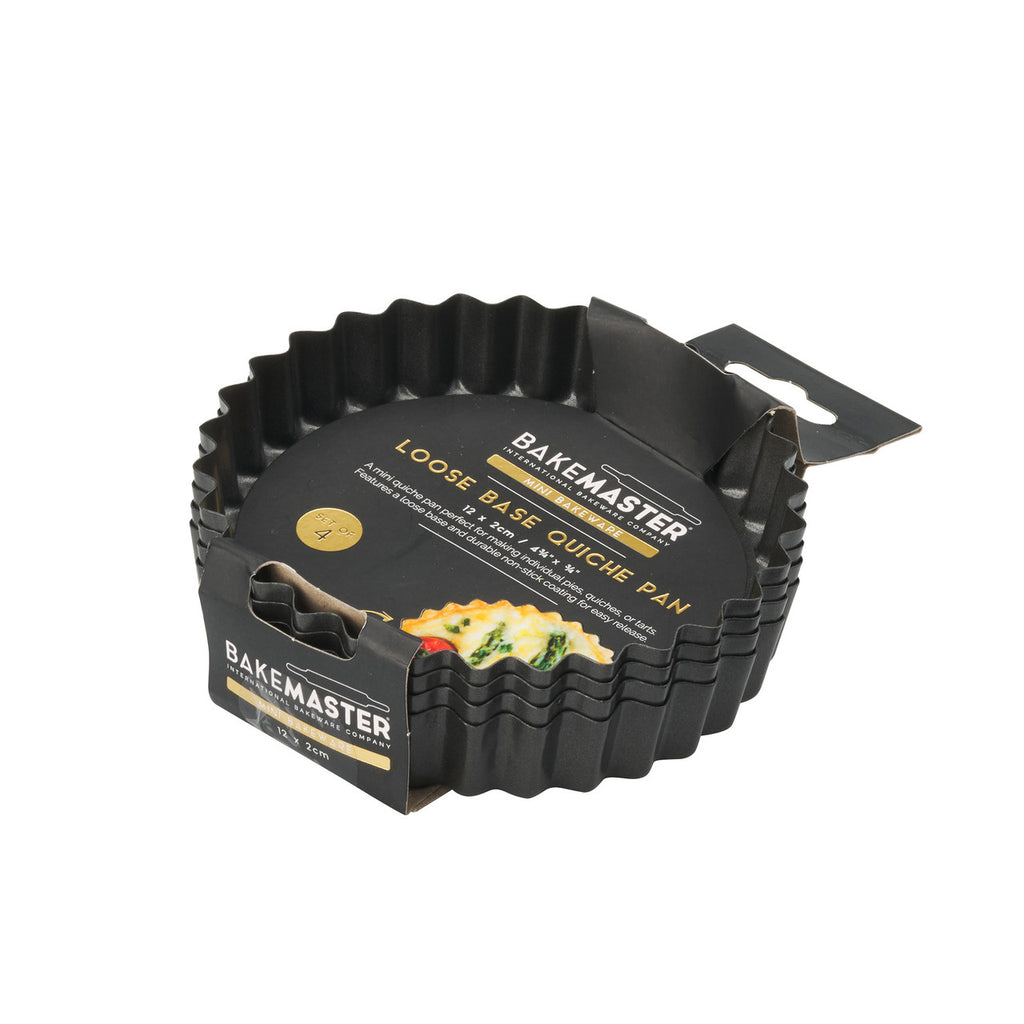 Bakemaster Loose Base Quiche Pan Set of 4 12 x 2cm - Non-stick image 2