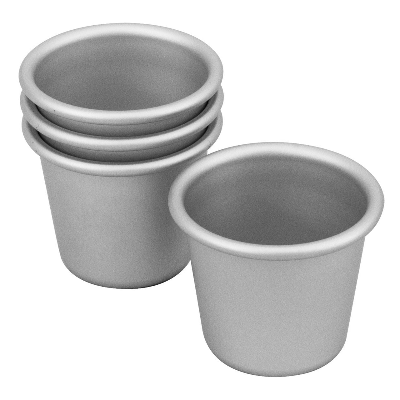 Bakemaster Silver Anodised Set of 4 Dariole Pan 6 x 5.5cm image 0