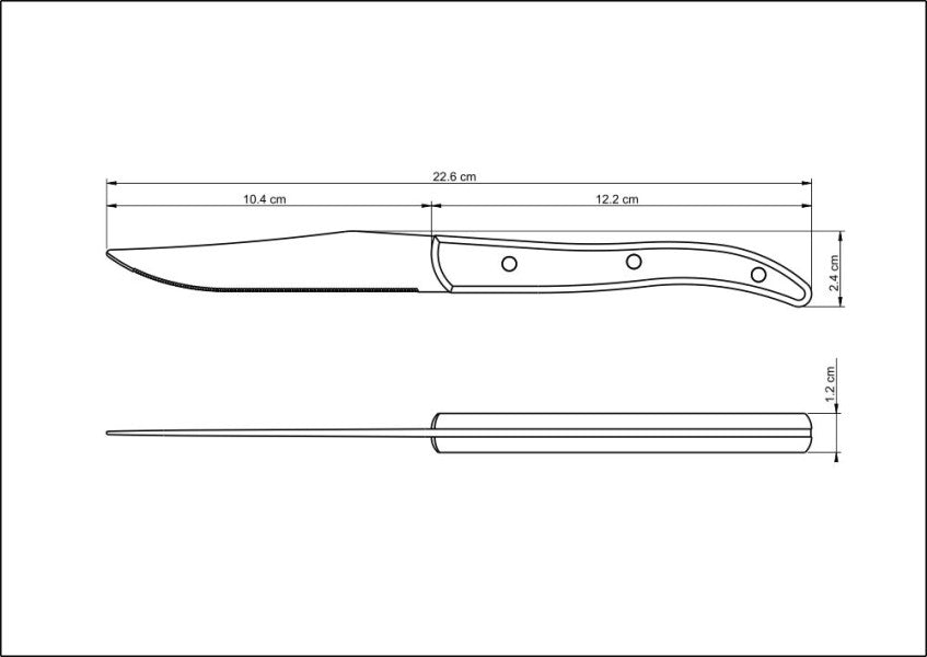 Tramontina Churrasco Steak Knife Micro Serrated Narrow Polywood 4", 10cm image 2