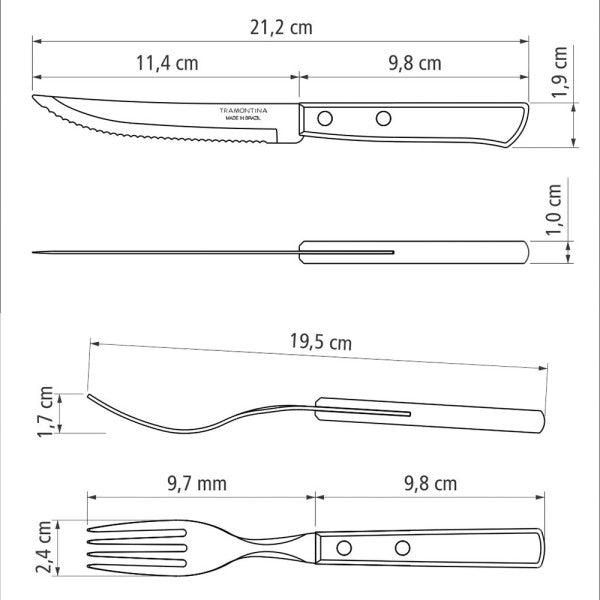 Tramontina Churrasco Steak Knife Polywood Traditional Steak Set Brown 12pc image 4