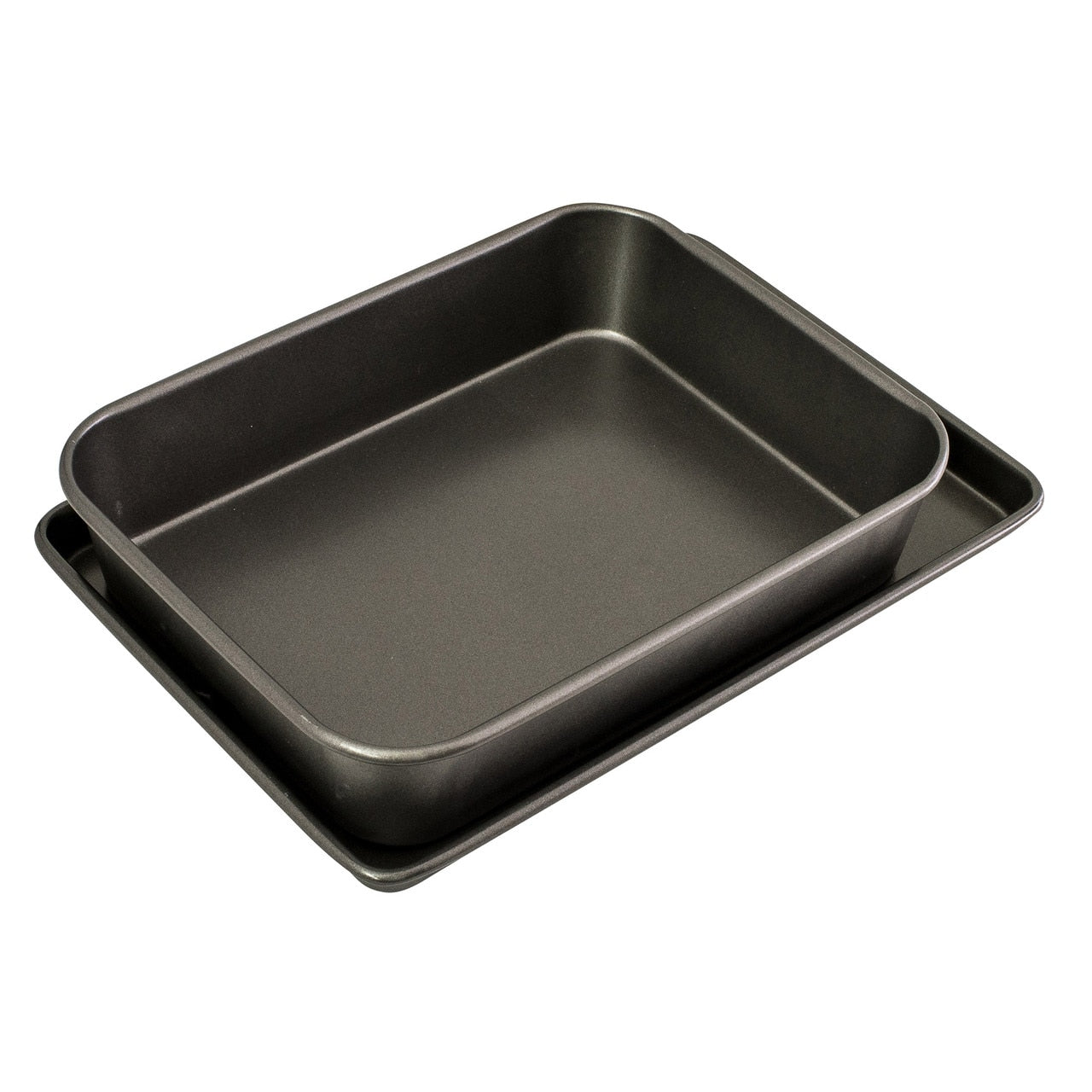 Bakemaster Bakeware Twin Pack (Roasting Pan/Oven Tray), 34 X 26 X 7Cm & 39 X 27 X 2Cm - Non-Stick image 0
