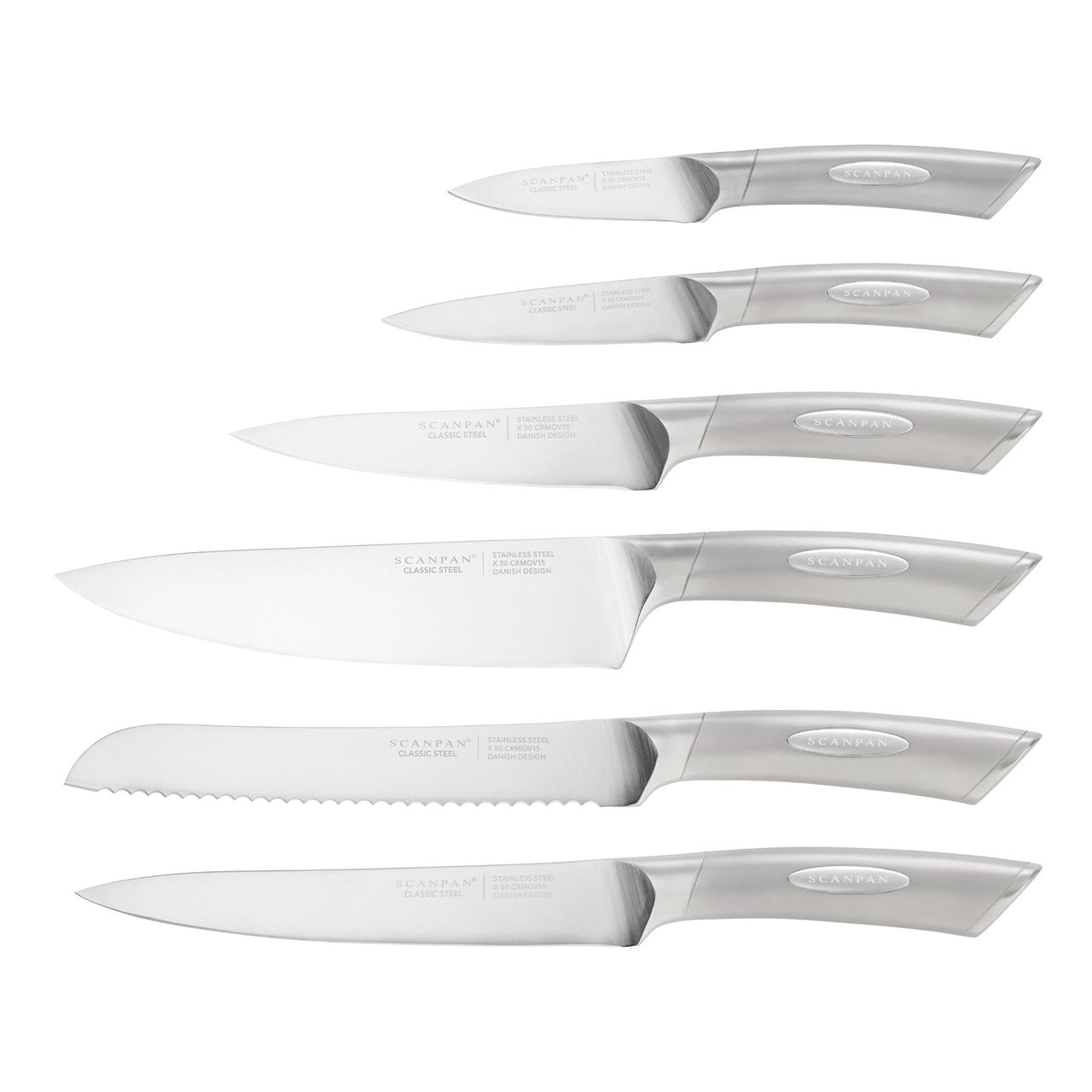 Scanpan Classic Steel 7 Piece Step Knife Block Set image 1