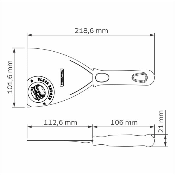 Tramontina Churrasco Black Barbecue Burger Spatula 4", 11cm image 3