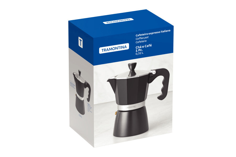 Tramontina Italian Espresso Coffee Maker Black 320ml, 6 Cup image 1