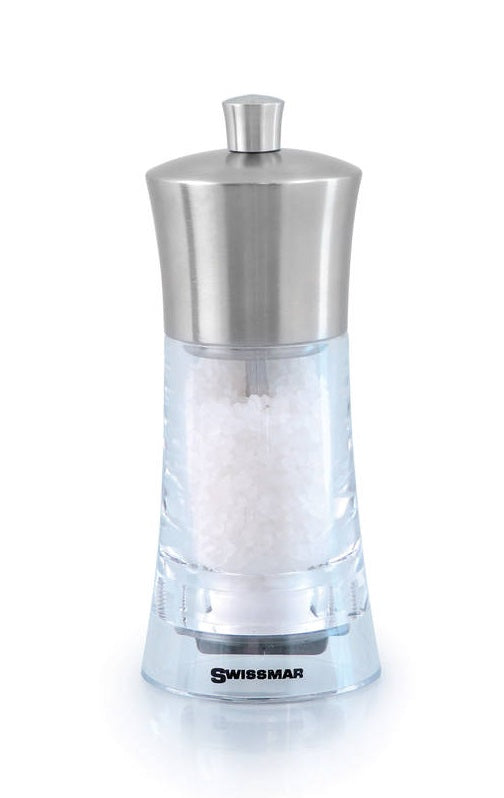 SWISSMAR TORRE ACRYLIC SALT GRINDER WITH STAINLESS STEEL TOP 15CM image 0
