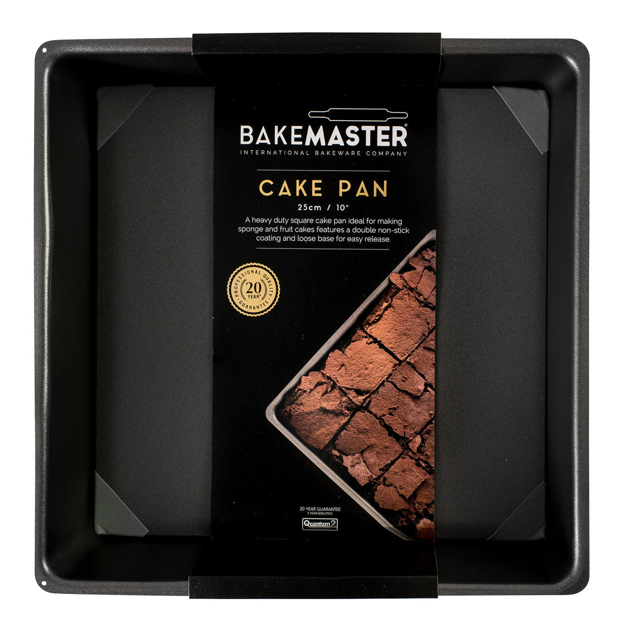 Bakemaster Loose Base Sq Deep Cake Pan 25 x 25 x 8cm - Non-stick image 2