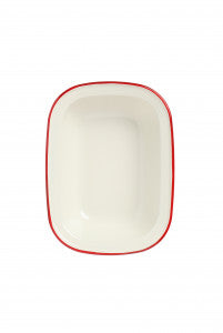 Wiltshire Enamel Oblong Pie Dish with red rim 26cm image 0