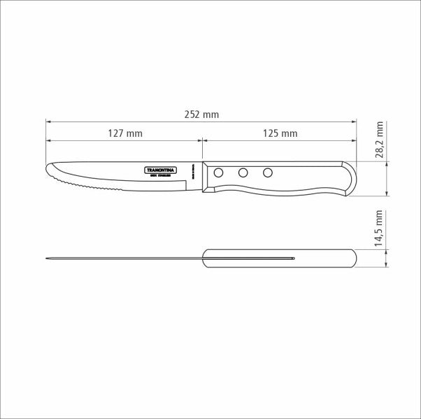 Tramontina Churrasco Steak Knife Serrated Wide Blade Polywood Red 5", 13cm image 1