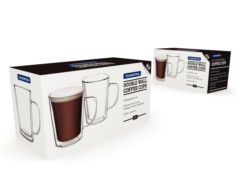 Tramontina Double Wall Coffee Cup With Handle 250ml - Set 2 image 2