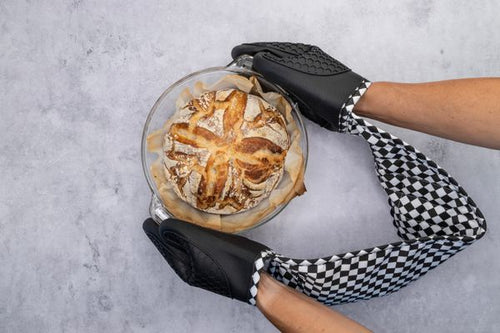Cuisena Silicone & Fabric Double Glove - Black Check