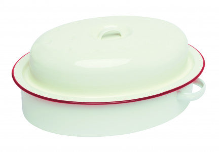 Wiltshire Enamel Oval Roaster with lid and red rim 3L image 0