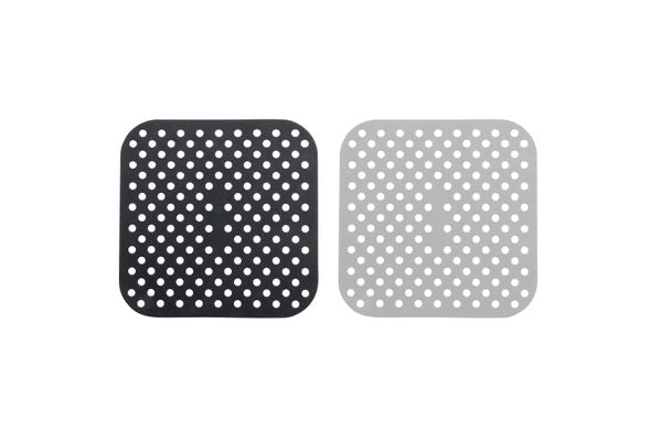 Cuisena Air Fryer Silicone Square Mat Black & Grey 18.5cm Set/2