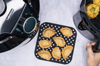 Cuisena Air Fryer Silicone Square Mat Black & Grey 18.5cm Set/2