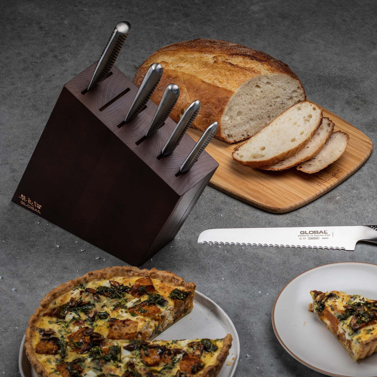 Global Kyoto 7 Piece Knife Block Set, Stained Ash image 2