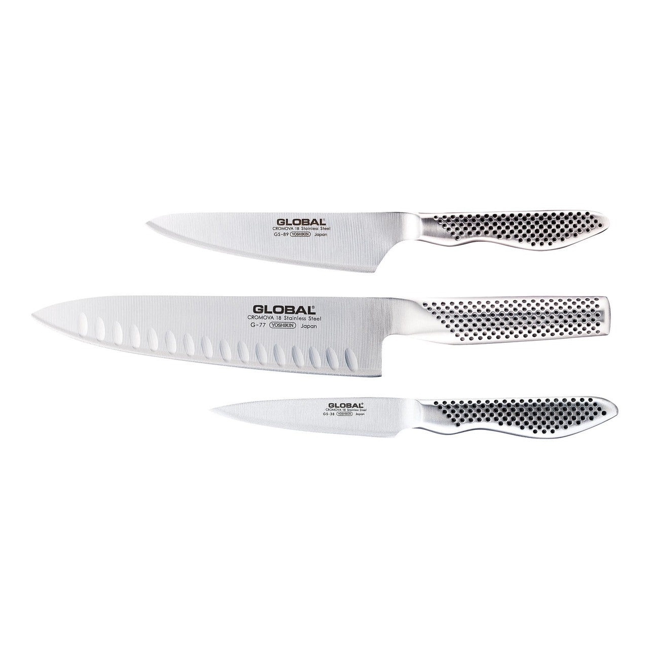 Global Classic 3 Piece Knife Set with Fluted Cooks Knife image 0