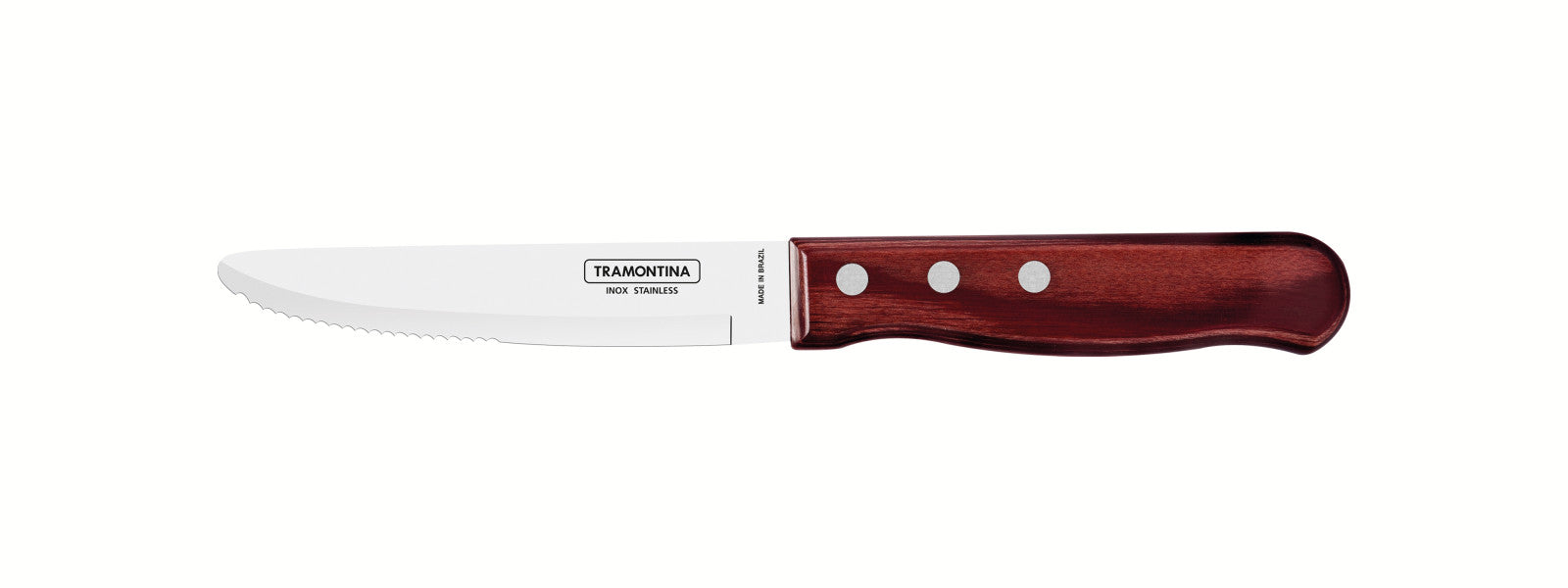 Tramontina Churrasco Steak Knife Serrated Wide Blade Polywood Red 5", 13cm image 0