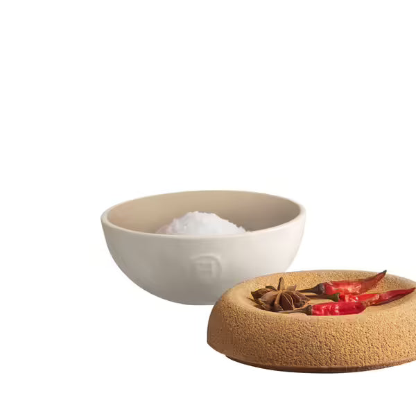 Emile Henry Salt Cellar Cork 14.5cm Chalk image 1