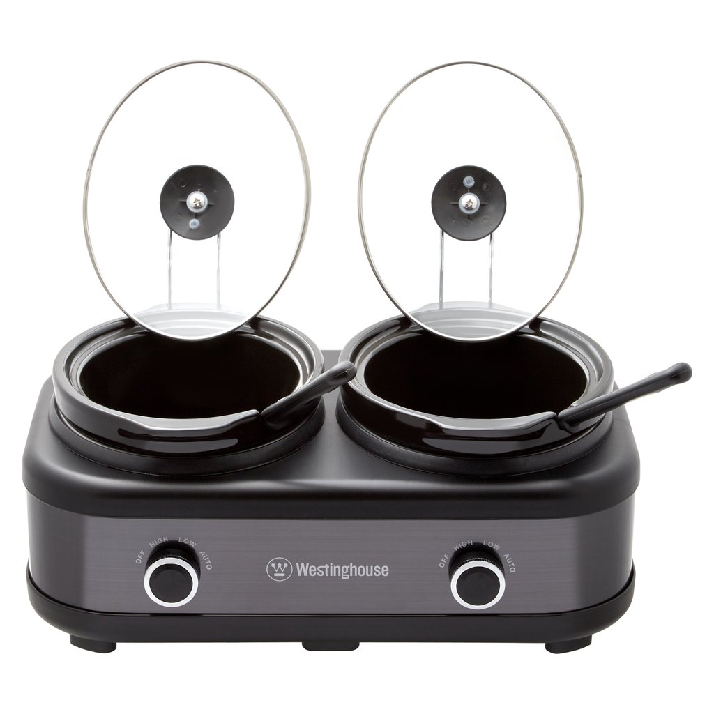 Westinghouse 2 Pot Slow Cooker, Black Stainless Steel image 3
