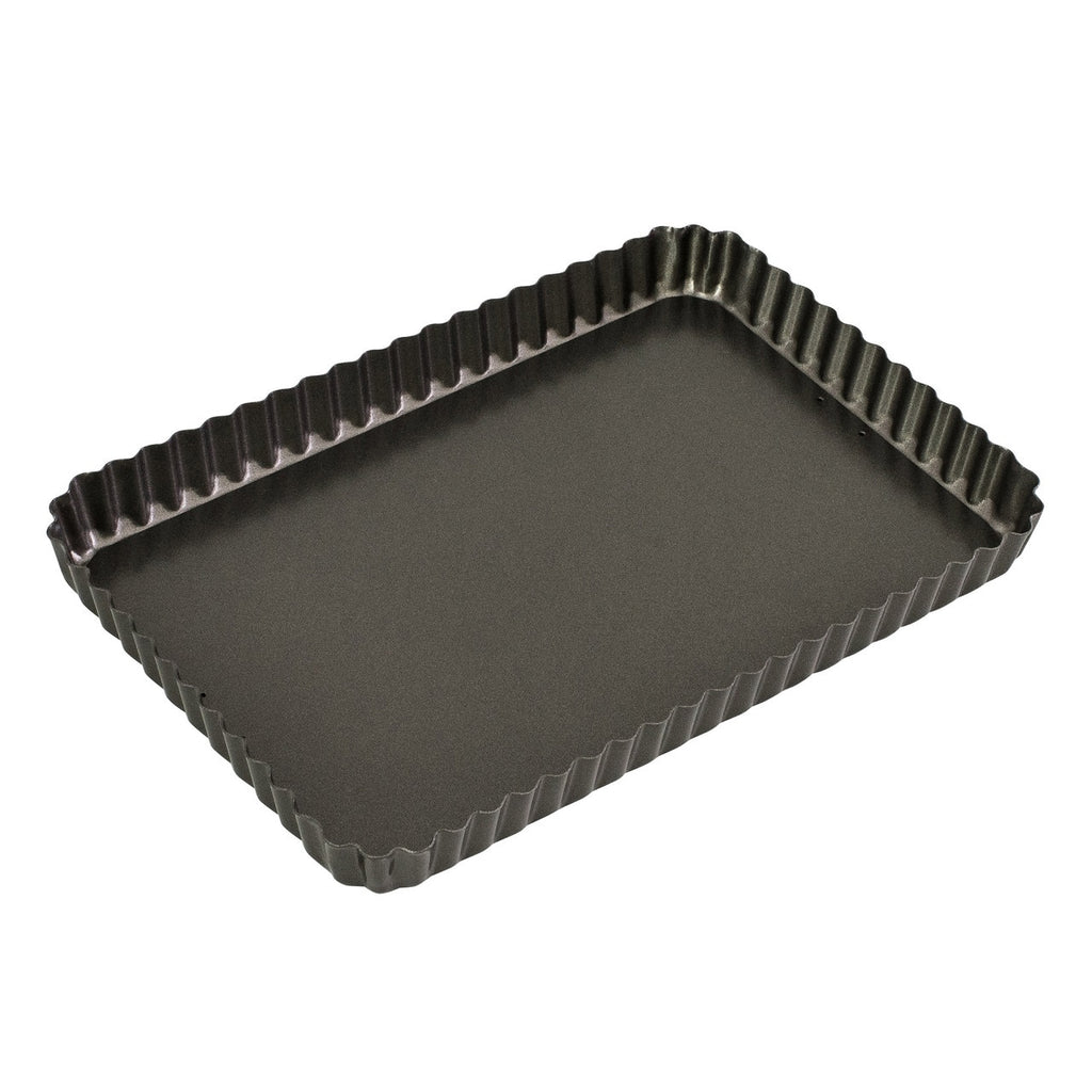 Bakemaster Loose Base Fluted Rectangular Flan/Quiche Pan, 31 X 21 X 3.5Cm - Non-Stick image 0