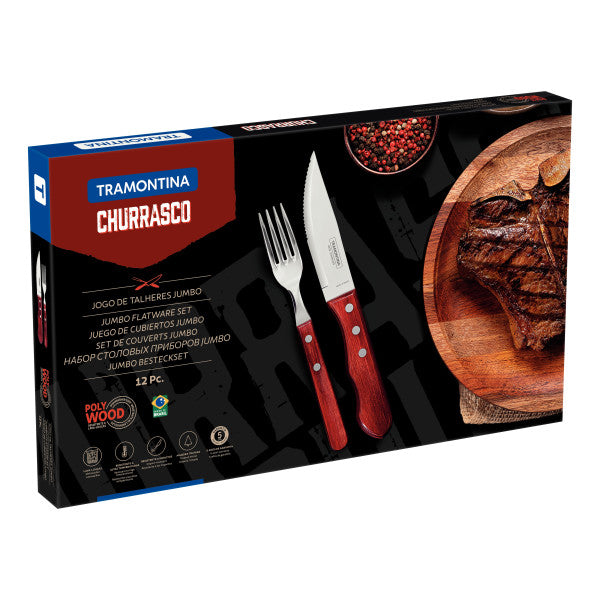 Tramontina Churrasco Jumbo Steak Cutlery 12 Piece Set - Red image 1