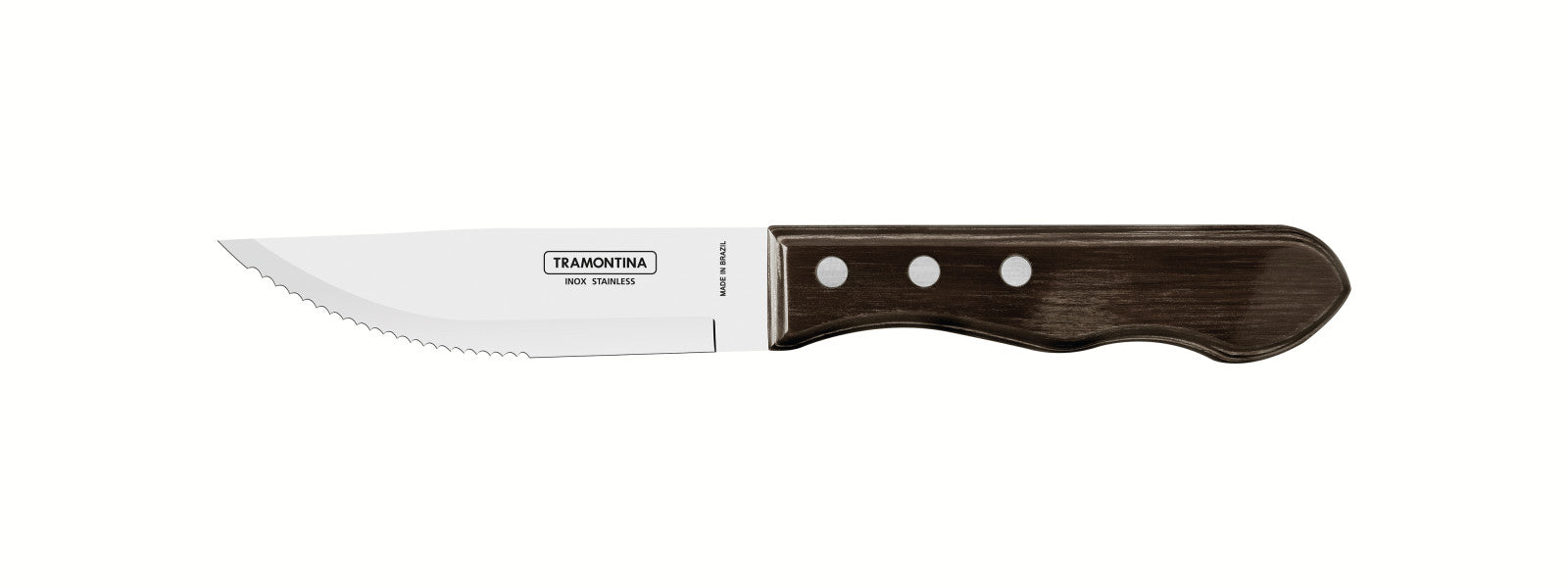 Tramontina Churrasco Steak Knife Jumbo Serrated Wide Blade Polywood Brown 5", 12cm image 0
