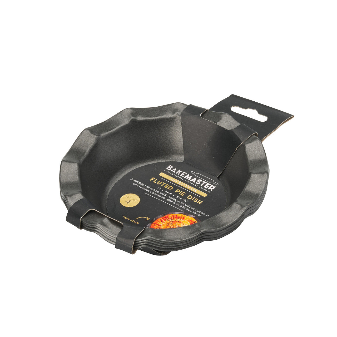 Bakemaster Fluted Pie Dish Set of 4 13 x 3cm - Non-stick image 2