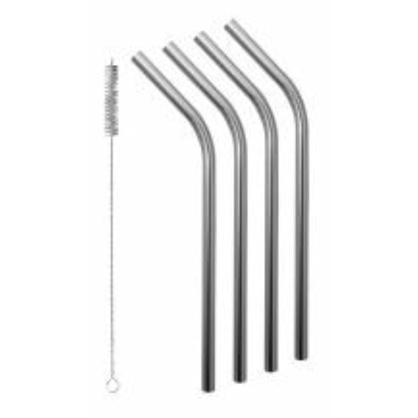 Avanti Smoothie Stainless Steel Straws With Cleaning Brush, Set Of 4 image 0