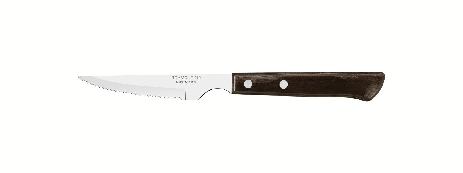 Tramontina Churrasco Steak Knife Serrated Narrow Blade Polywood Brown 4" , 11cm image 0