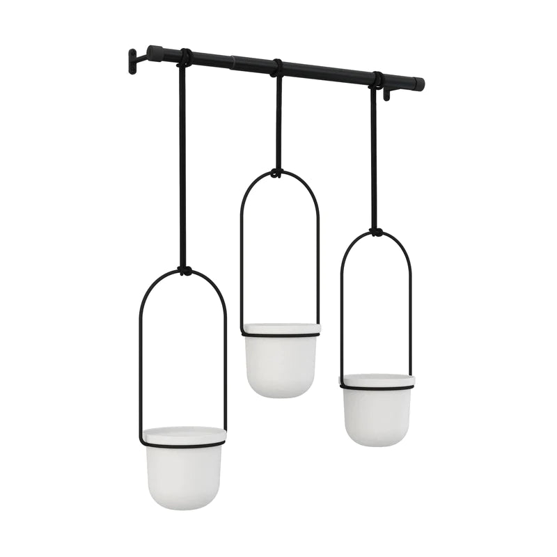 Umbra Triflora Hanging Planter - White-Black image 2