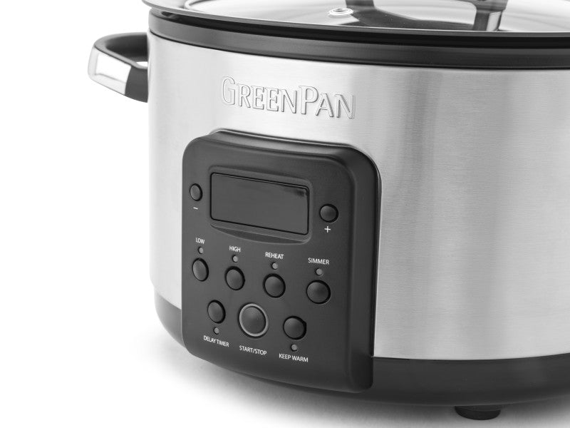 GreenPan Bistro Slow Cooker 3.7L PFAS Free - Stainless Steel
