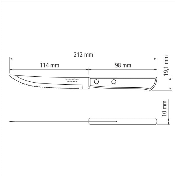 Tramontina Churrasco Steak Knife Traditional 6 Piece Set 11cm image 2