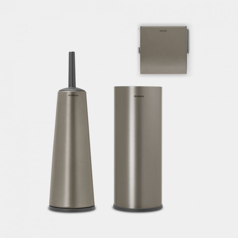 Brabantia Toilet Accessory Set ReNew, Set of 3 - Platinum image 0