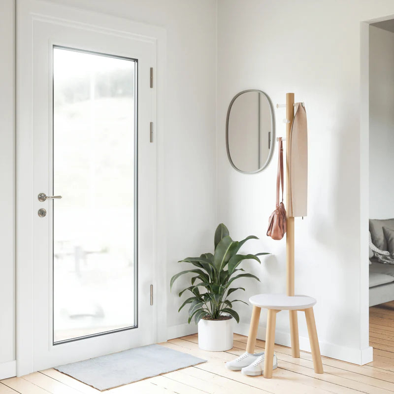 Umbra Pillar Stool and Coatrack - White-Natural image 1