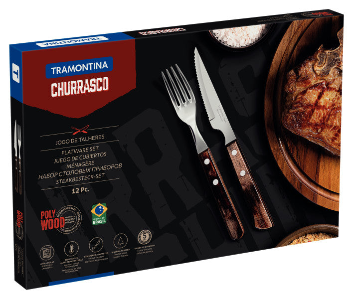Tramontina Churrasco Spanish Steak Cutlery 12 Piece Set - Brown image 1