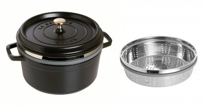 Staub Round Cocotte with Steamer - 26cm Black image 1