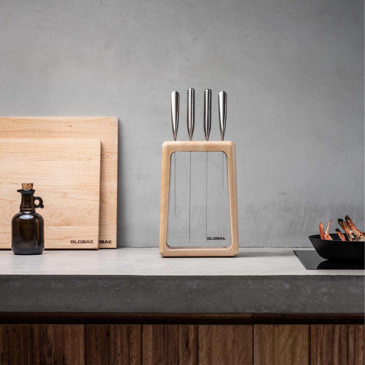 Global Hashira 5pc Knife Block Set - Maple image 1