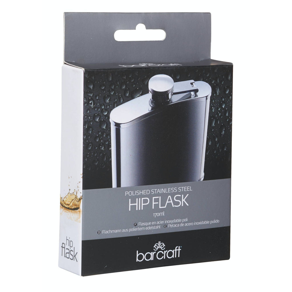 BarCraft Polished Stainless Steel Hip Flask image 2