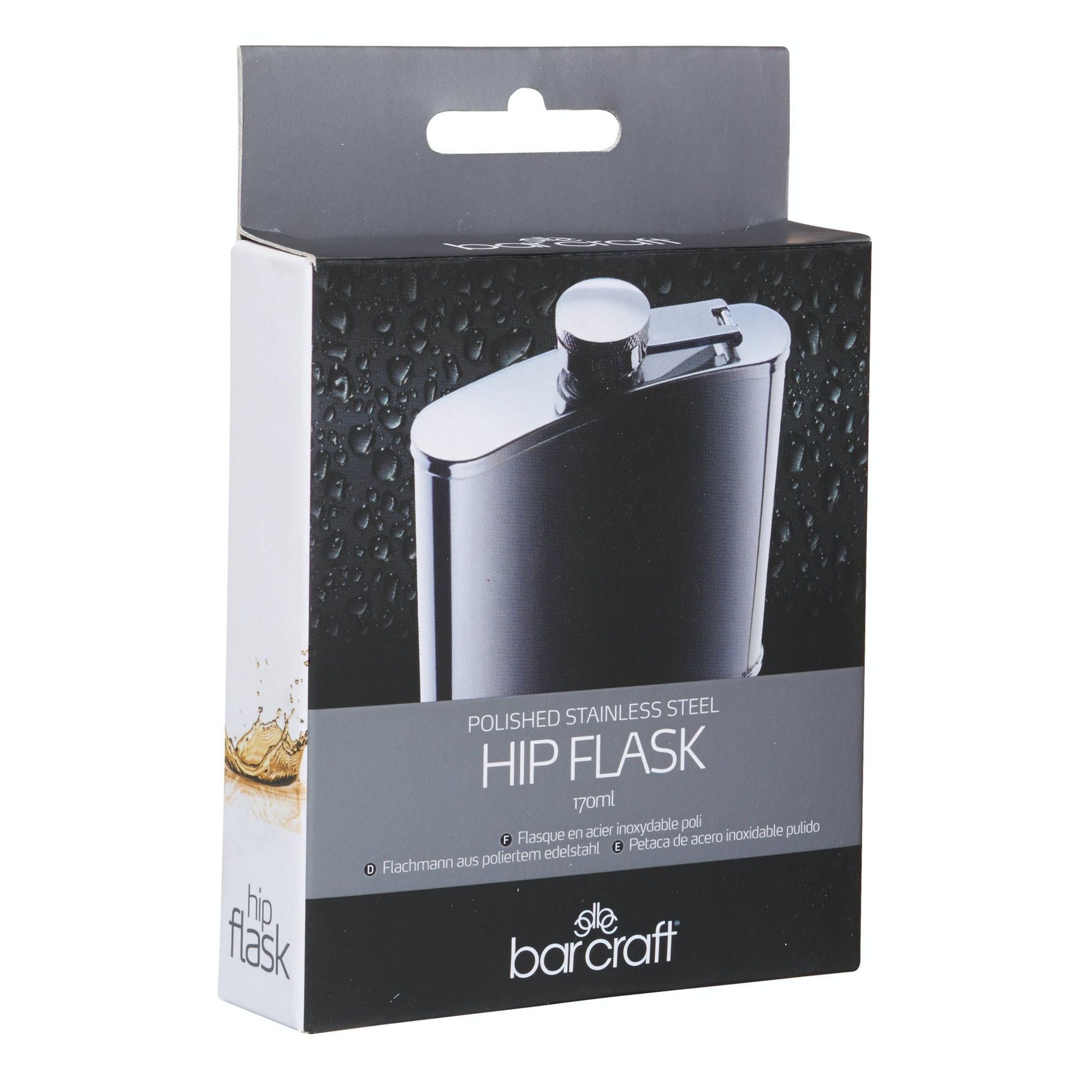BarCraft Polished Stainless Steel Hip Flask image 2