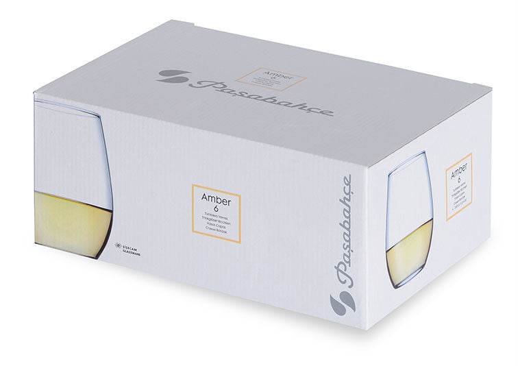 Pasabahce Amber Stemless Wine Glass 350ml Set 6 Clearance image 1