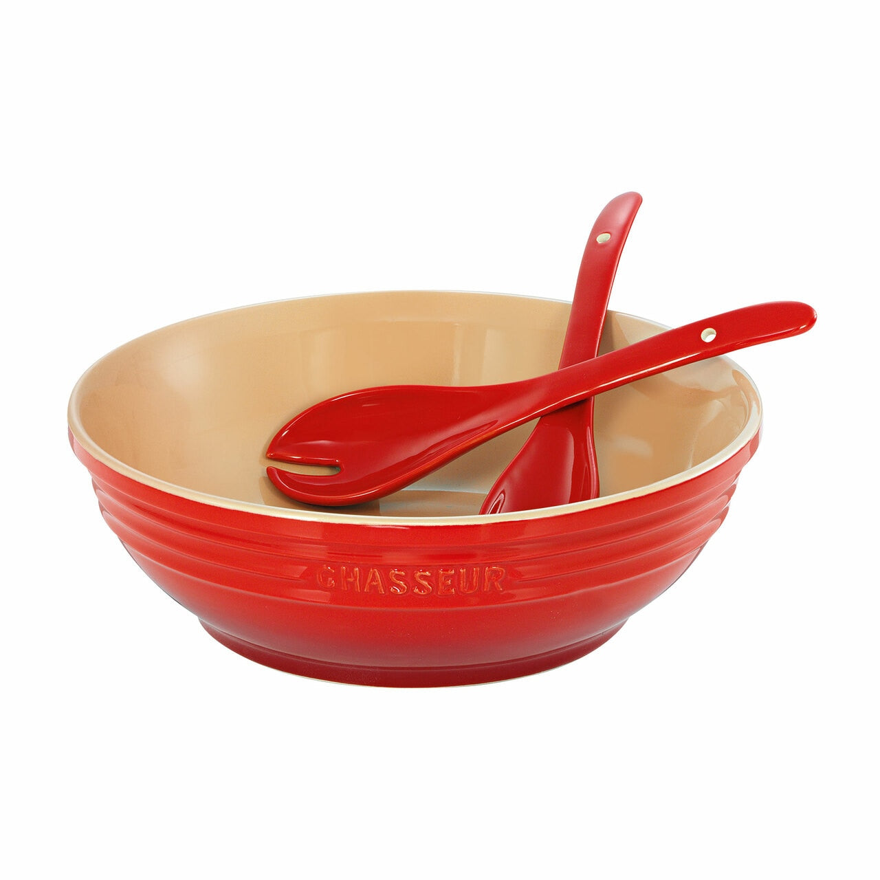 Chasseur Round Bowl with Salad Server Set Red image 0