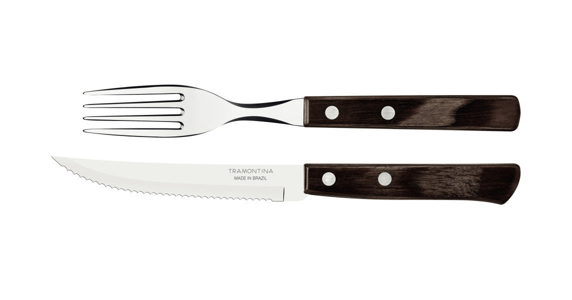 Tramontina Churrasco Steak Knife Polywood Traditional Steak Set Brown 12pc image 0